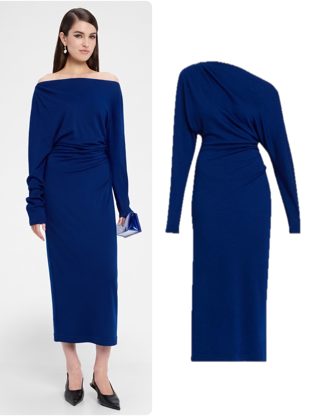 A.L.C. Sonny Laine Wool Knit Jersey Long Sleeve Sheath Midi Dress $595